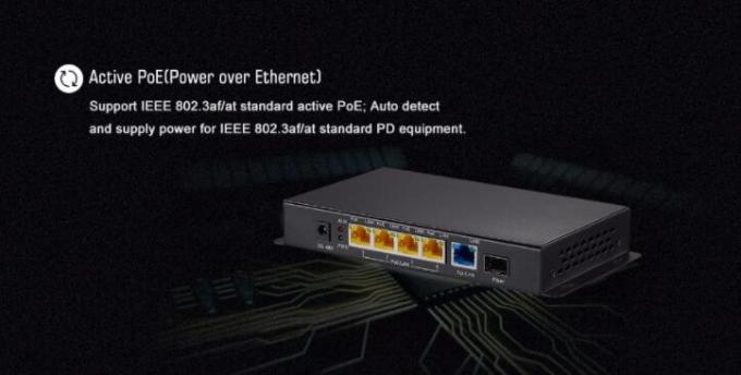 Πλήρης διακόπτης 4 λιμένας 48V σημείου εισόδου Ethernet λιμένων Gigabit με 1 ανερχόμενη ζεύξη/1 λιμένας SFP