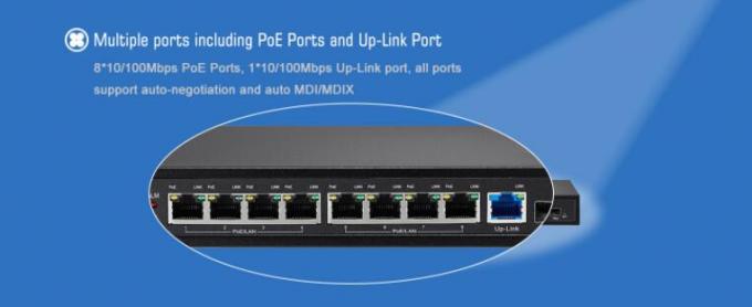 πρότυπα διακοπτών 802.3at 48V Η.Ε-διοικητικού σημείου εισόδου Gigabit 8-λιμένων με Up-Link +1*Gigabit το λιμένα λιμένων +1*Gigabit SFP